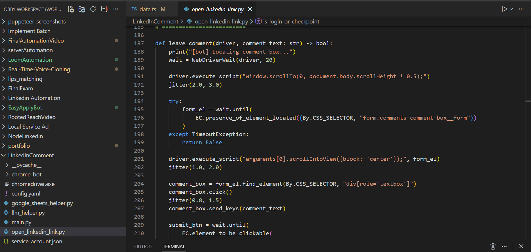 Automated LinkedIn Engagement Bot with LLM-Generated Comments (Python + Selenium)